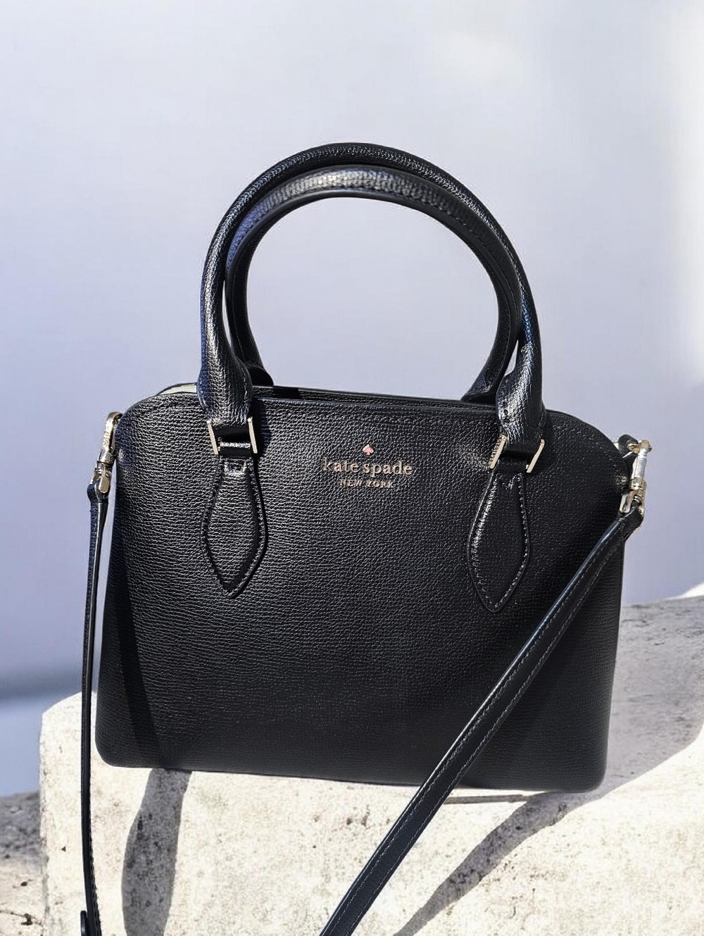 Kate Spade Darcy Medium Satchel Black Pebbled Leather